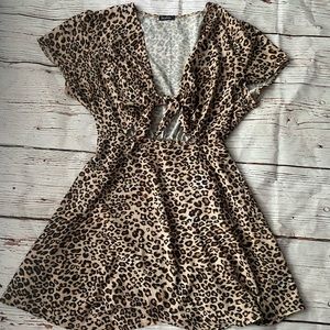 NWOT Leopard Tie-Front Dress